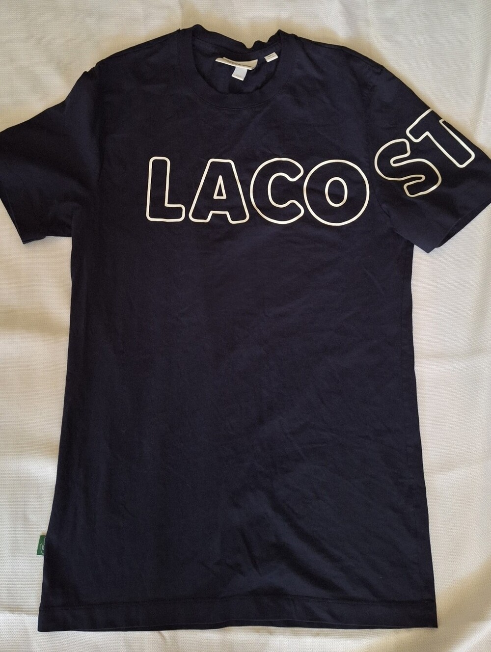 Lacoste Men's Navy Graphic Logo Crew Neck Cotton T-Shirt Regular Fit Small